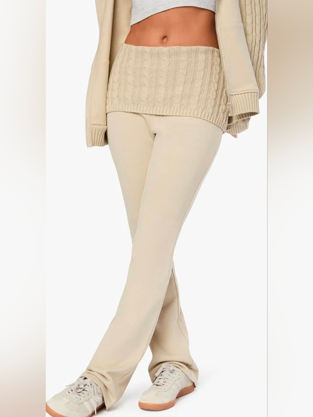 WeWoreWhat Cable Knit Fold Over Pants